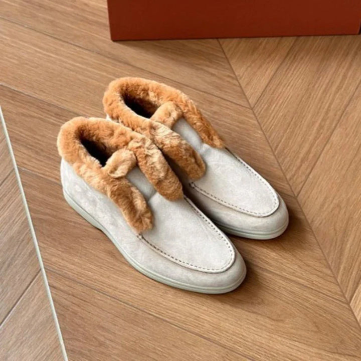 Olivia Bennet | Shearling Loafer Boots for Women in Brown