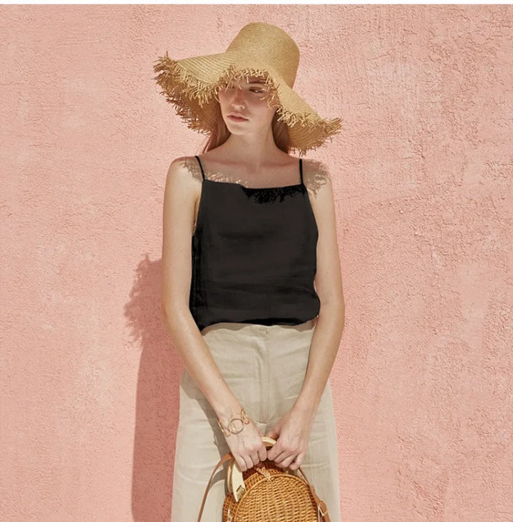 Olivia Bennet | Satin Strap Linen Cami
