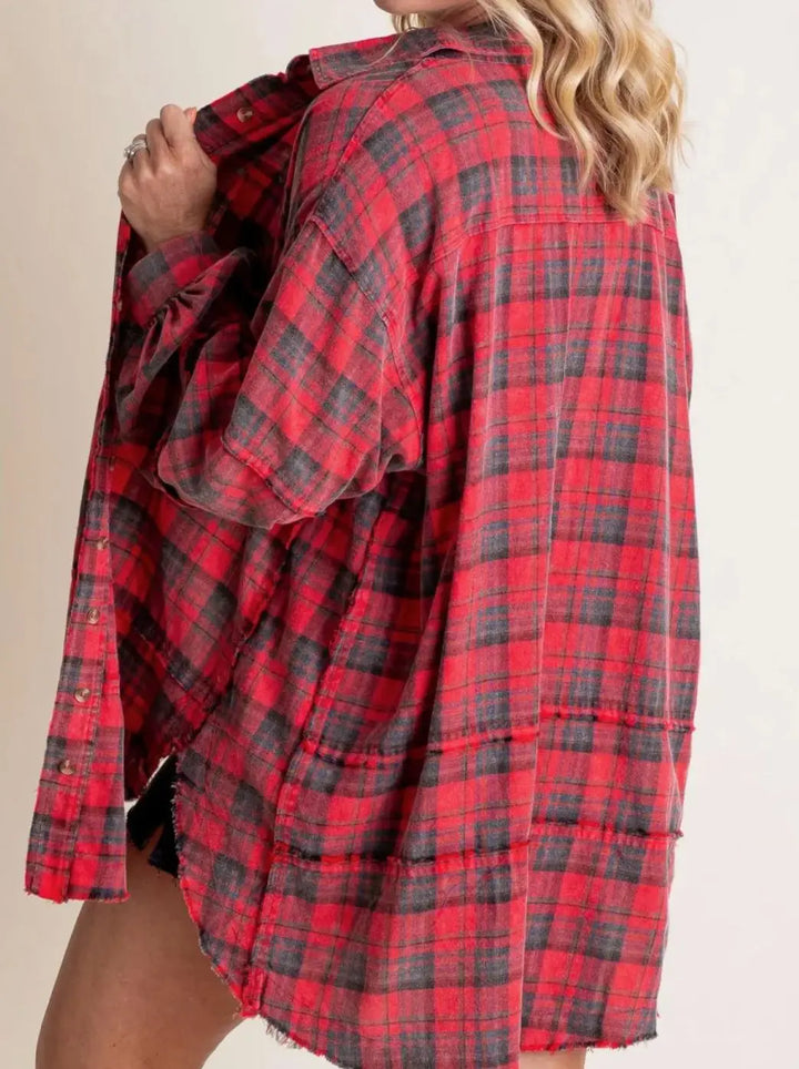 Olivia Bennet | Plaid Flannel Shirt for Women in Green