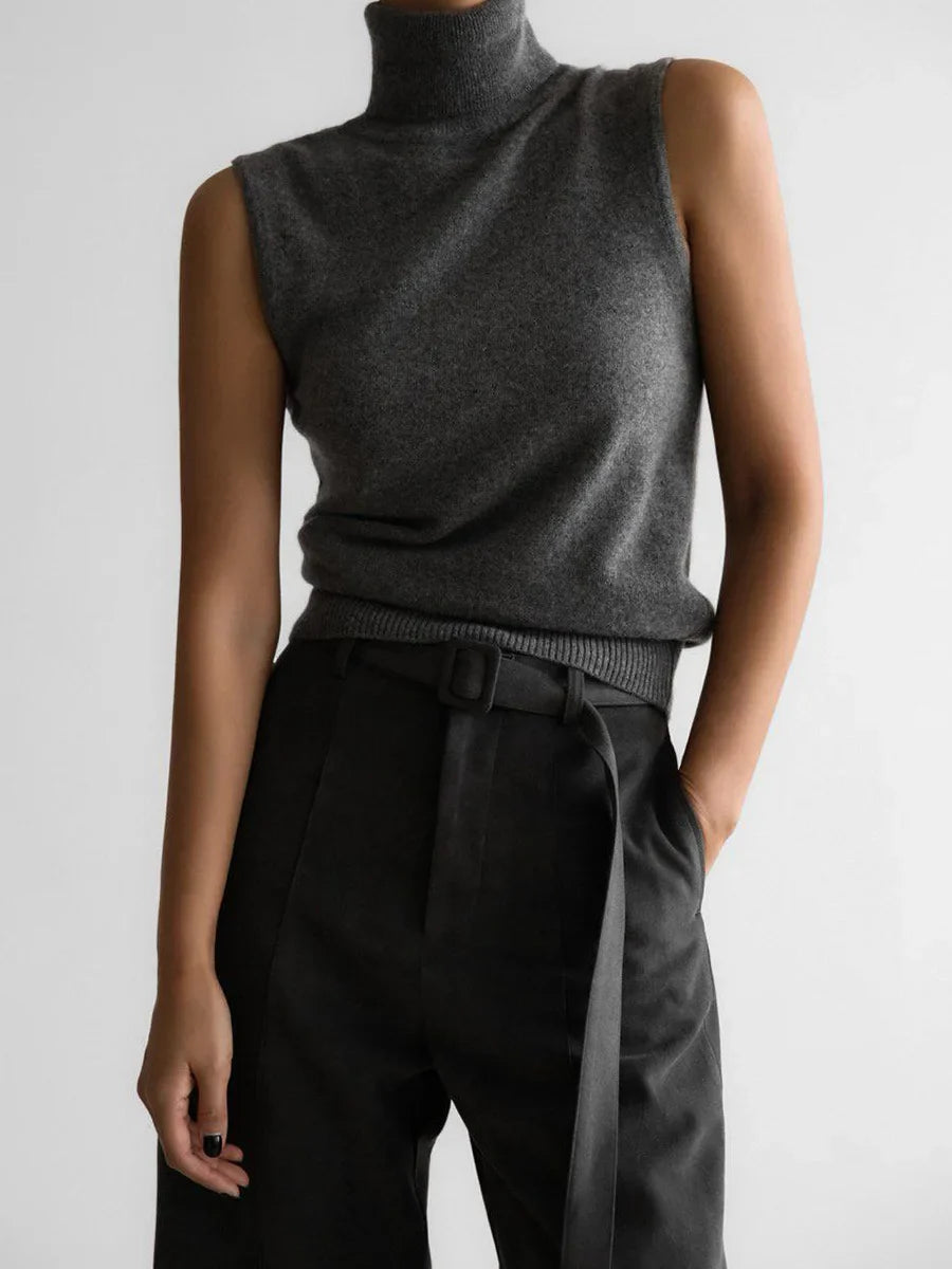 Olivia Bennet | High-Neck Vest for Women in Black