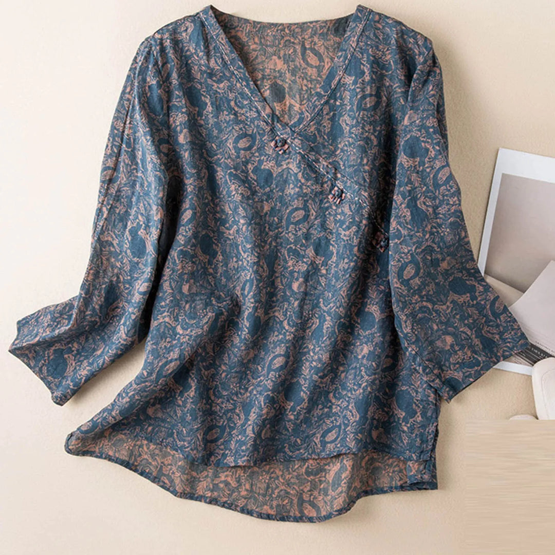 Olivia Bennet | Crosswrap Blouse for Women in Natural Fabric