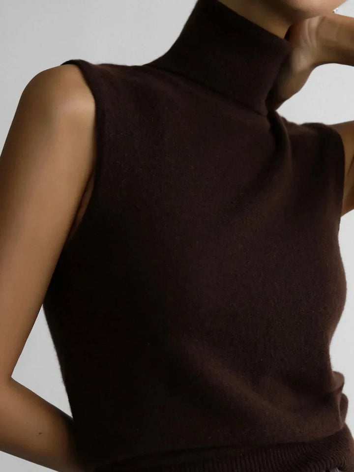 Olivia Bennet | High-Neck Vest for Women in Black