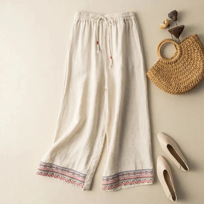 Olivia Bennet | Wide Leg Pant for Women in Natural Fabric