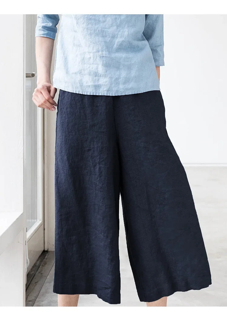 Olivia Bennet | Wide Leg Linen Pant for Women in Natural