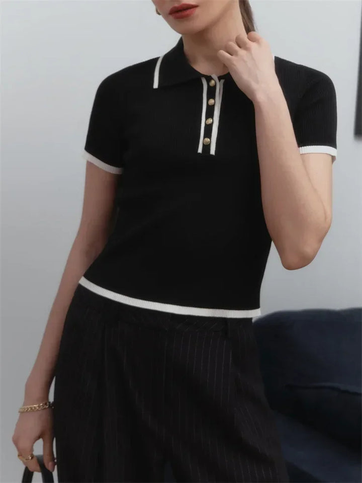 Olivia Bennet | Cotton Polo for Women in Classic Fit, White
