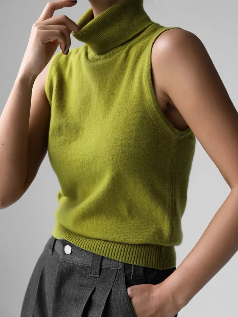 Olivia Bennet | High-Neck Vest for Women in Black