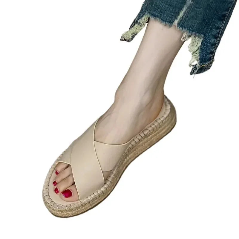 Olivia Bennet | Woven Leather Platform Sandals for Women