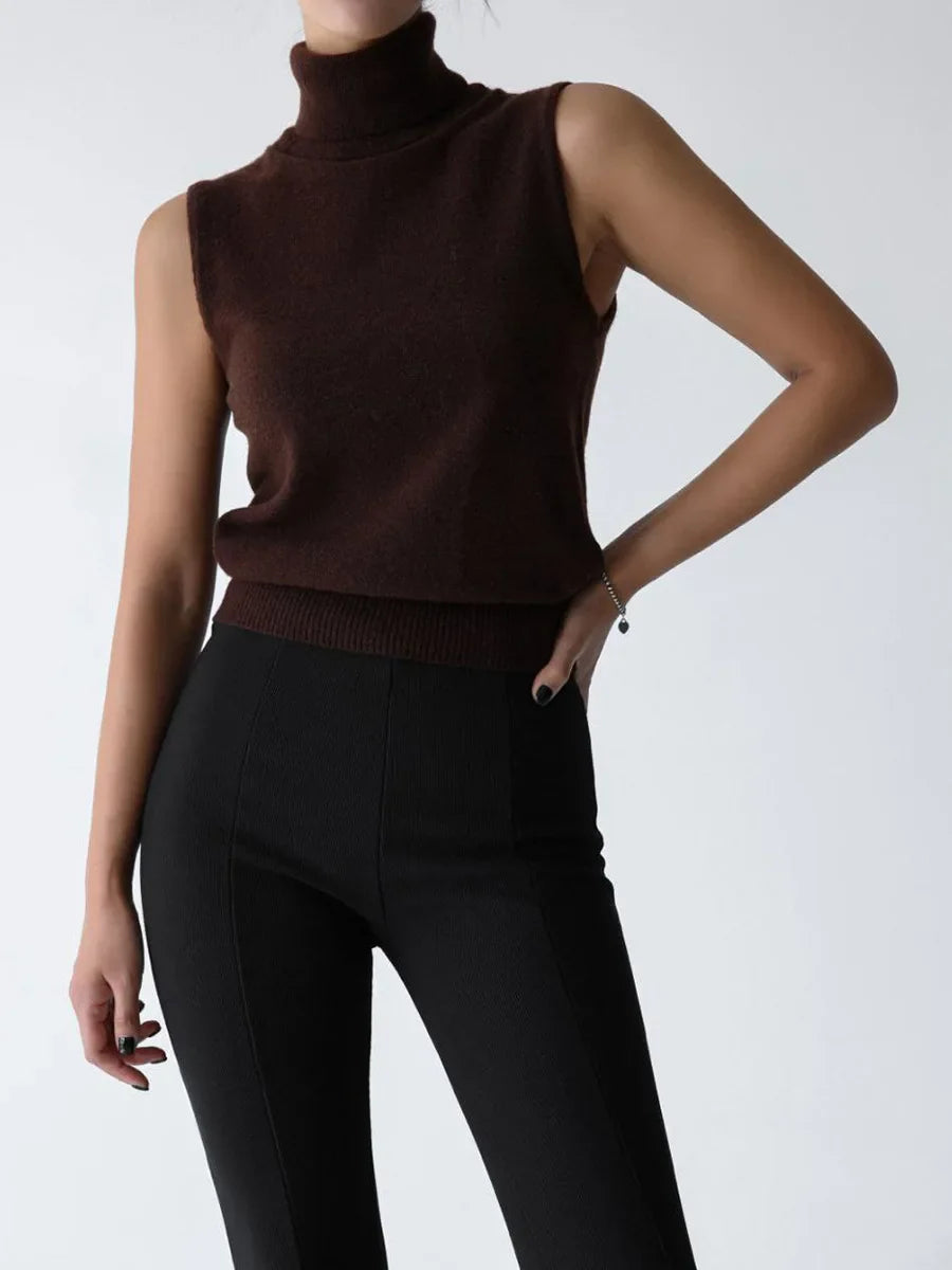 Olivia Bennet | High-Neck Vest for Women in Black