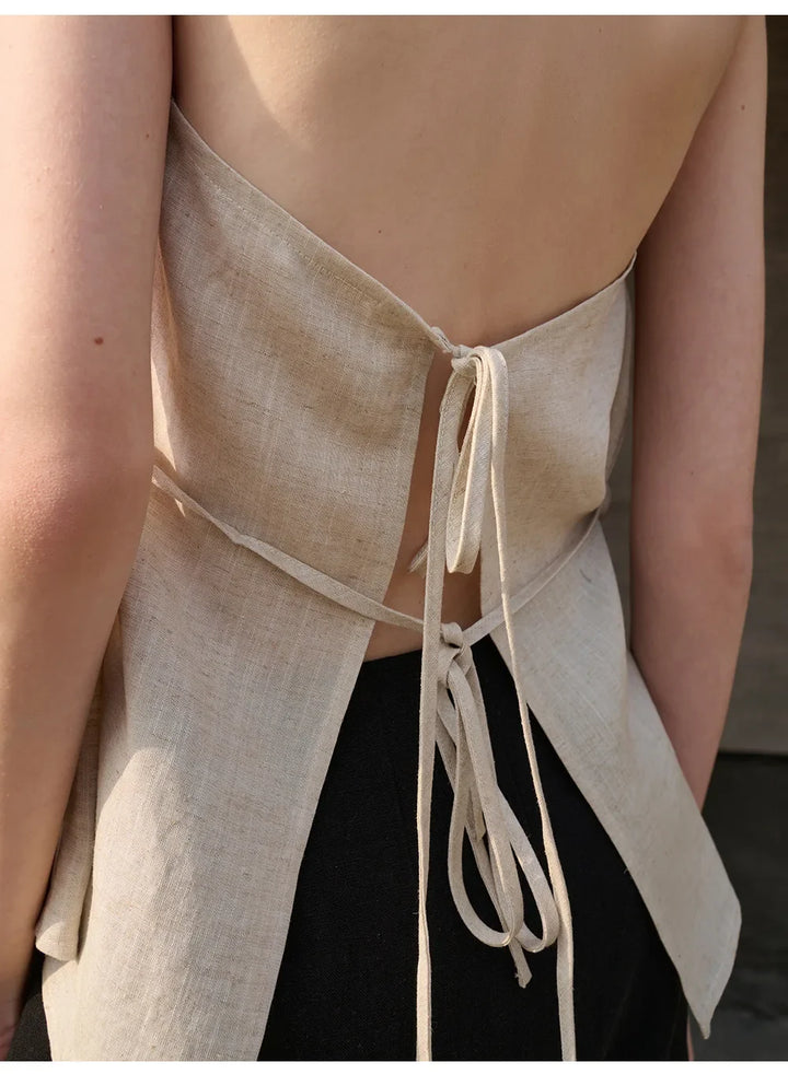Olivia Bennet | Linen Halter Waistcoat Top