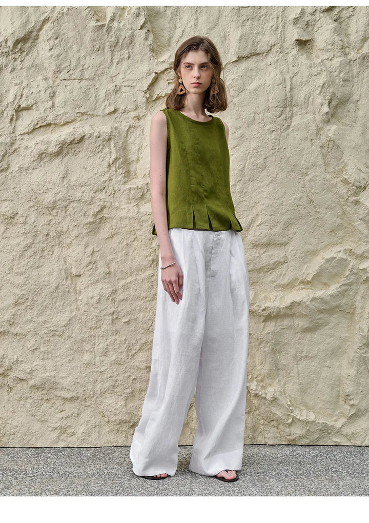 Olivia Bennet | Pleated Hem Linen Top