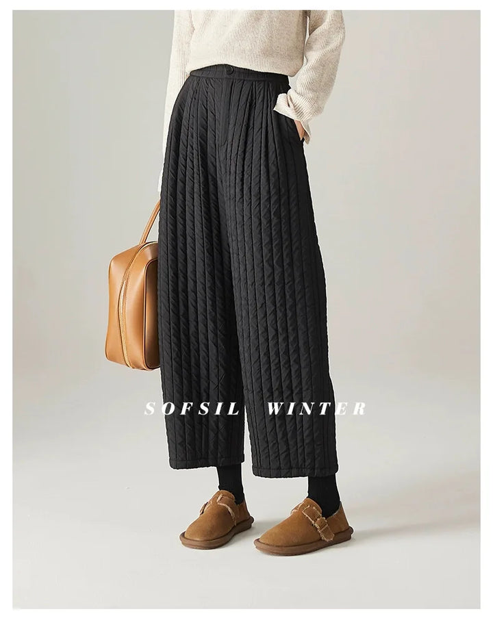 Olivia Bennet | Cotton Wide-Leg Pants for Women in Natural Color