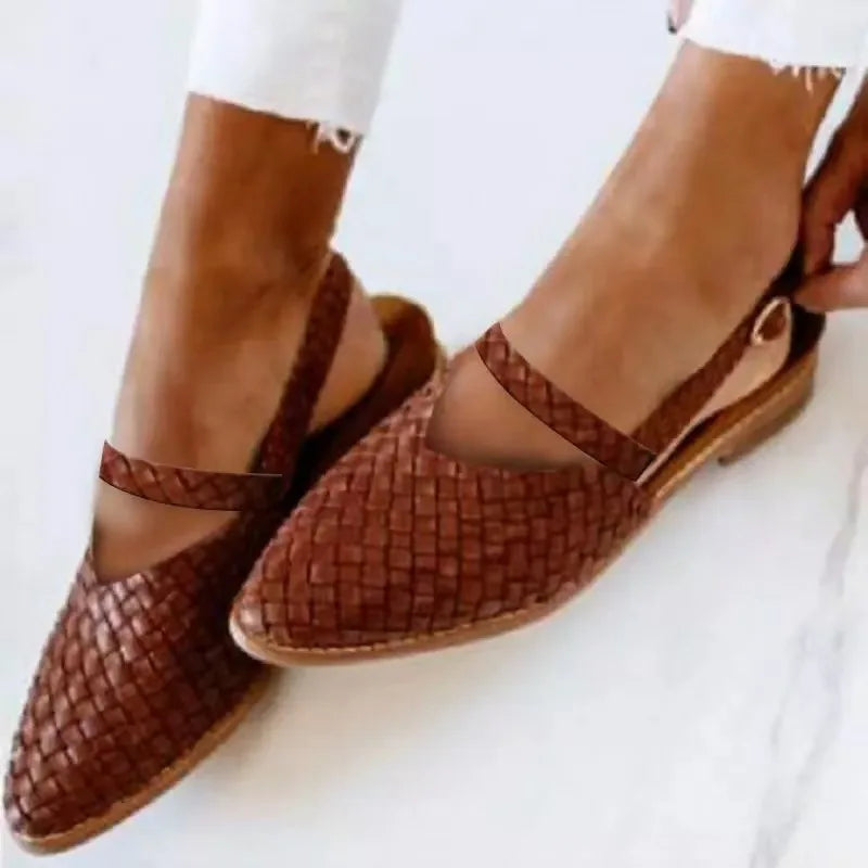 Olivia Bennet | Woven Leather Flats for Women