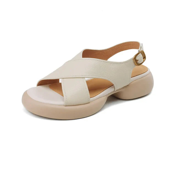 Olivia Bennet | Soft Crossband Slides for Women in Natural Color