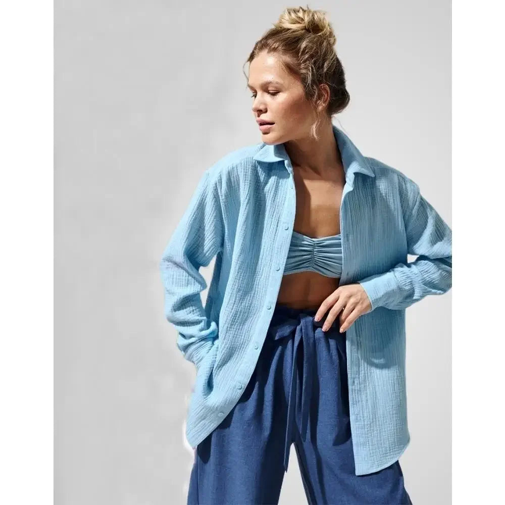 Olivia Bennet | Cotton Summer Shirt for Women in White
