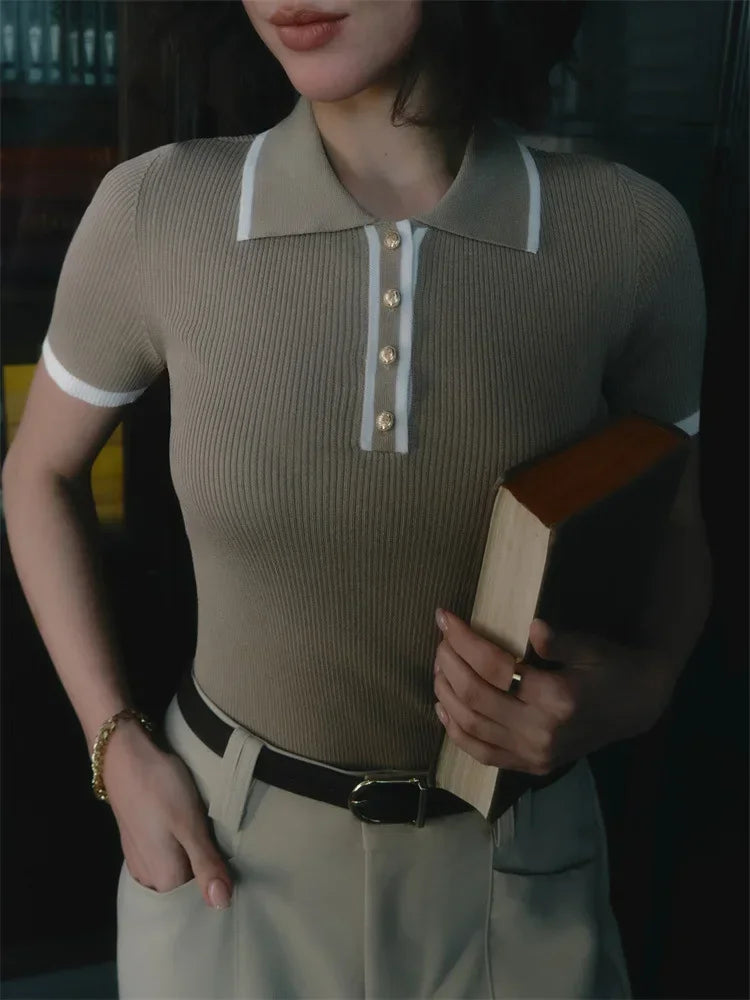 Olivia Bennet | Cotton Polo for Women in Classic Fit, White