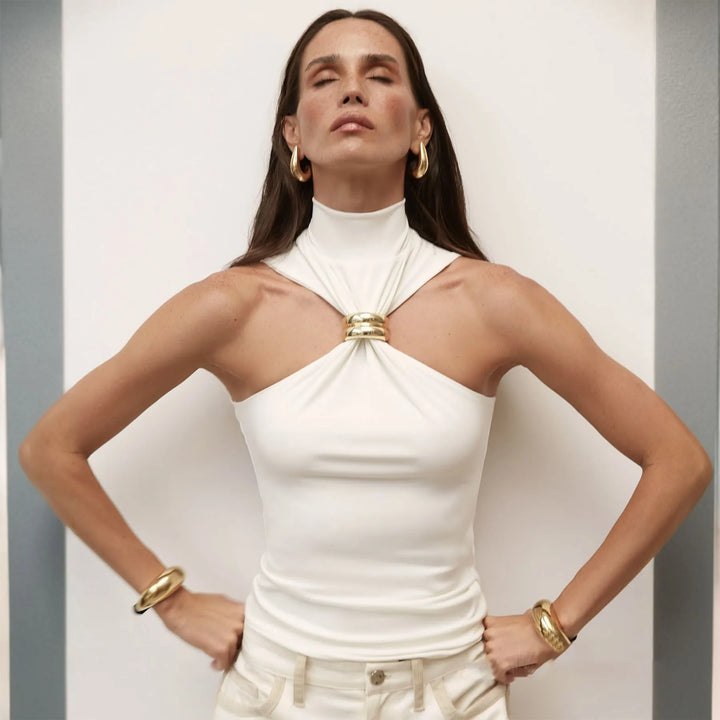 Olivia Bennet | Empress Top for Women in Soft Fabric, Relaxed Fit, Ivory