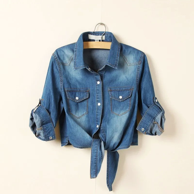 Olivia Bennet | Denim Crop Top for Women in Summer Fit