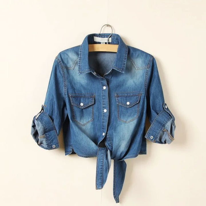 Olivia Bennet | Denim Crop Top for Women in Summer Fit