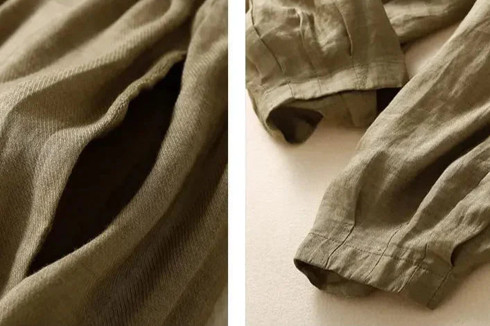 Olivia Bennet | Linen Trousers for Women in Natural Fit, Beige