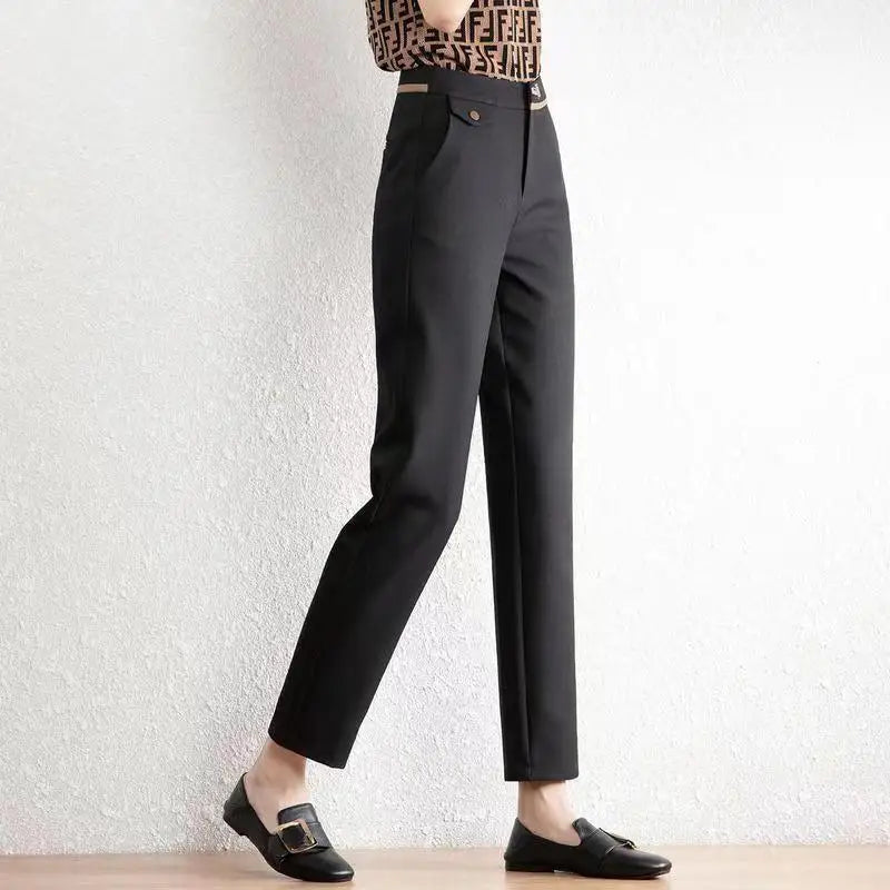 Olivia Bennet | Straight-Leg Trousers for Women in Black, Tailored Fit