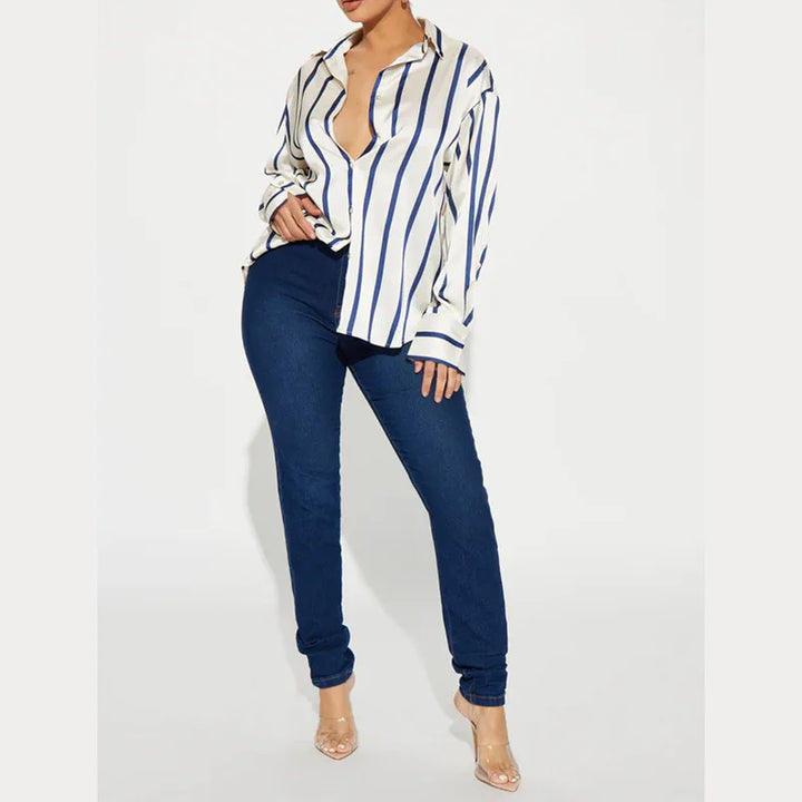 Olivia Bennet | Satin Stripe Shirt for Women
