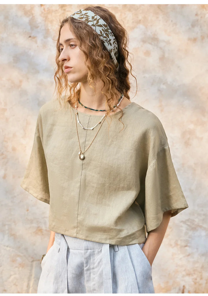 Olivia Bennet | Flared Sleeve Linen Pullover
