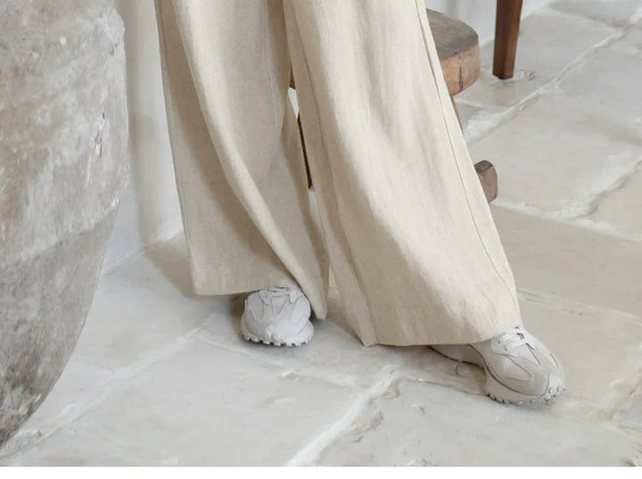 Olivia Bennet | Linen Wide Leg Pant for Women in Ruffle Style