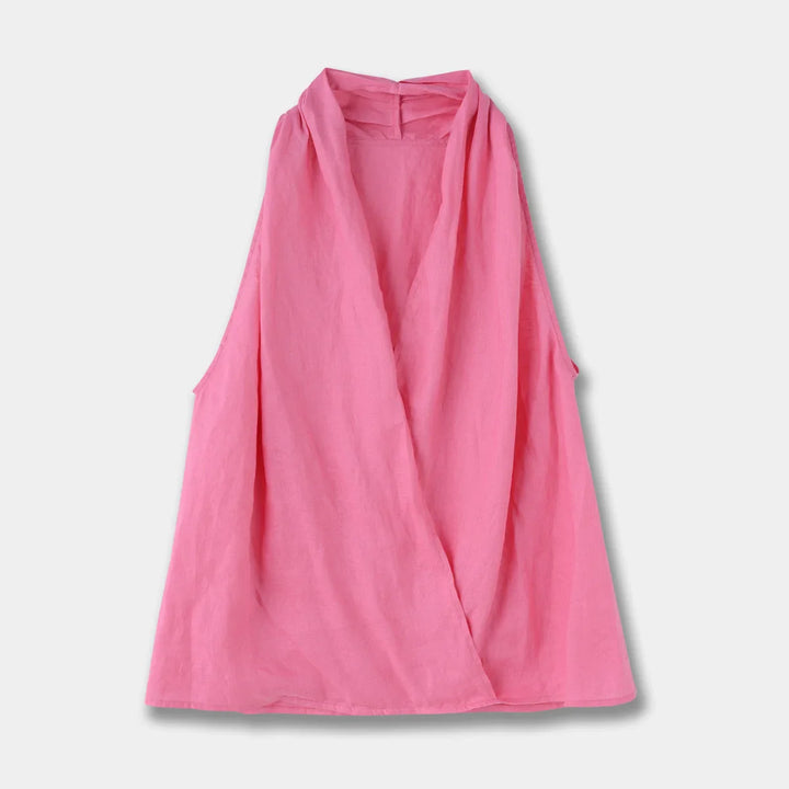 Olivia Bennet | Drape Linen Vest for Women