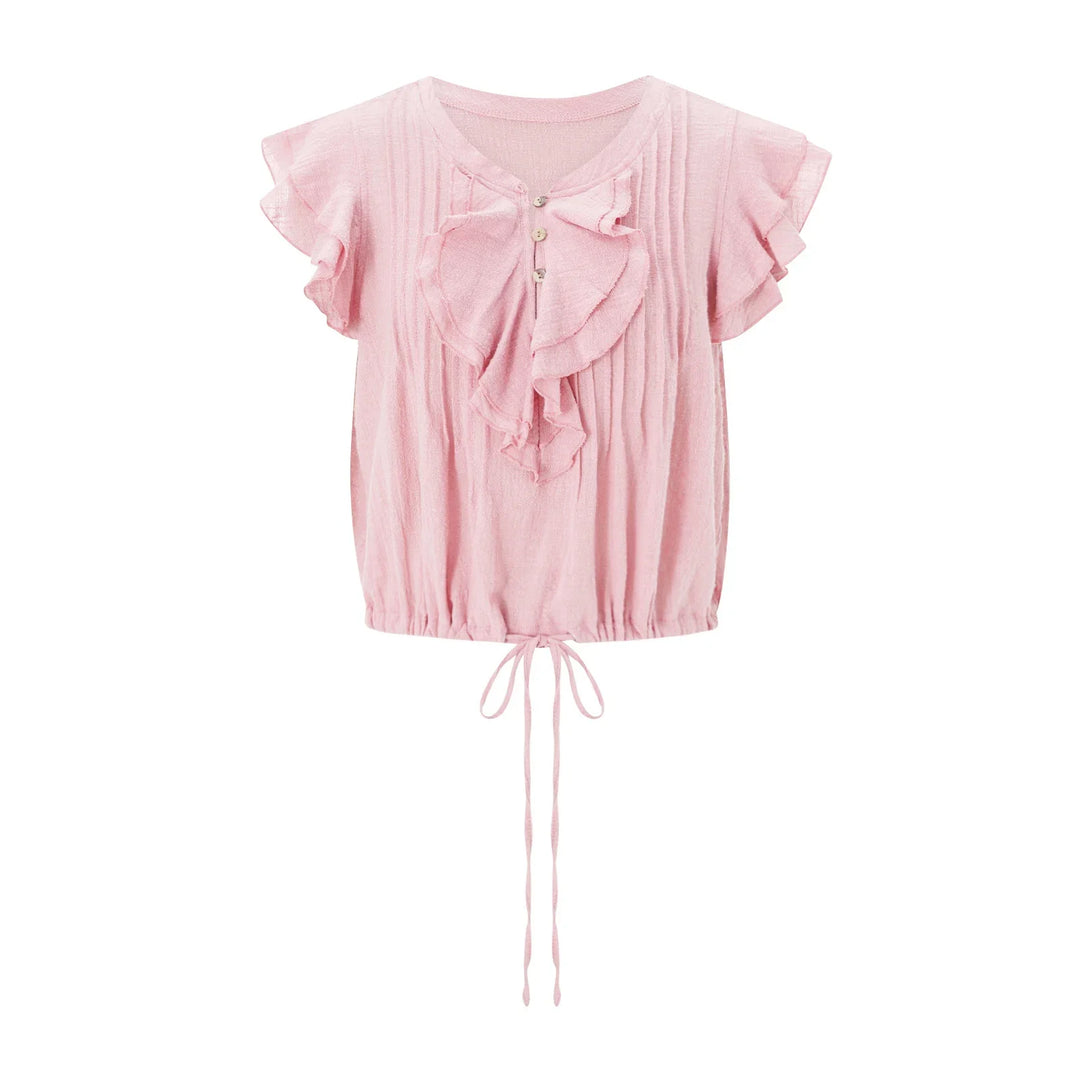 Olivia Bennet | Ruffle Front Gauze Crop Top