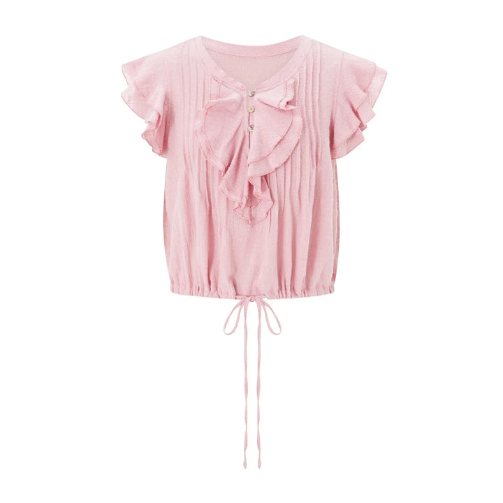 Olivia Bennet | Ruffle Front Gauze Crop Top