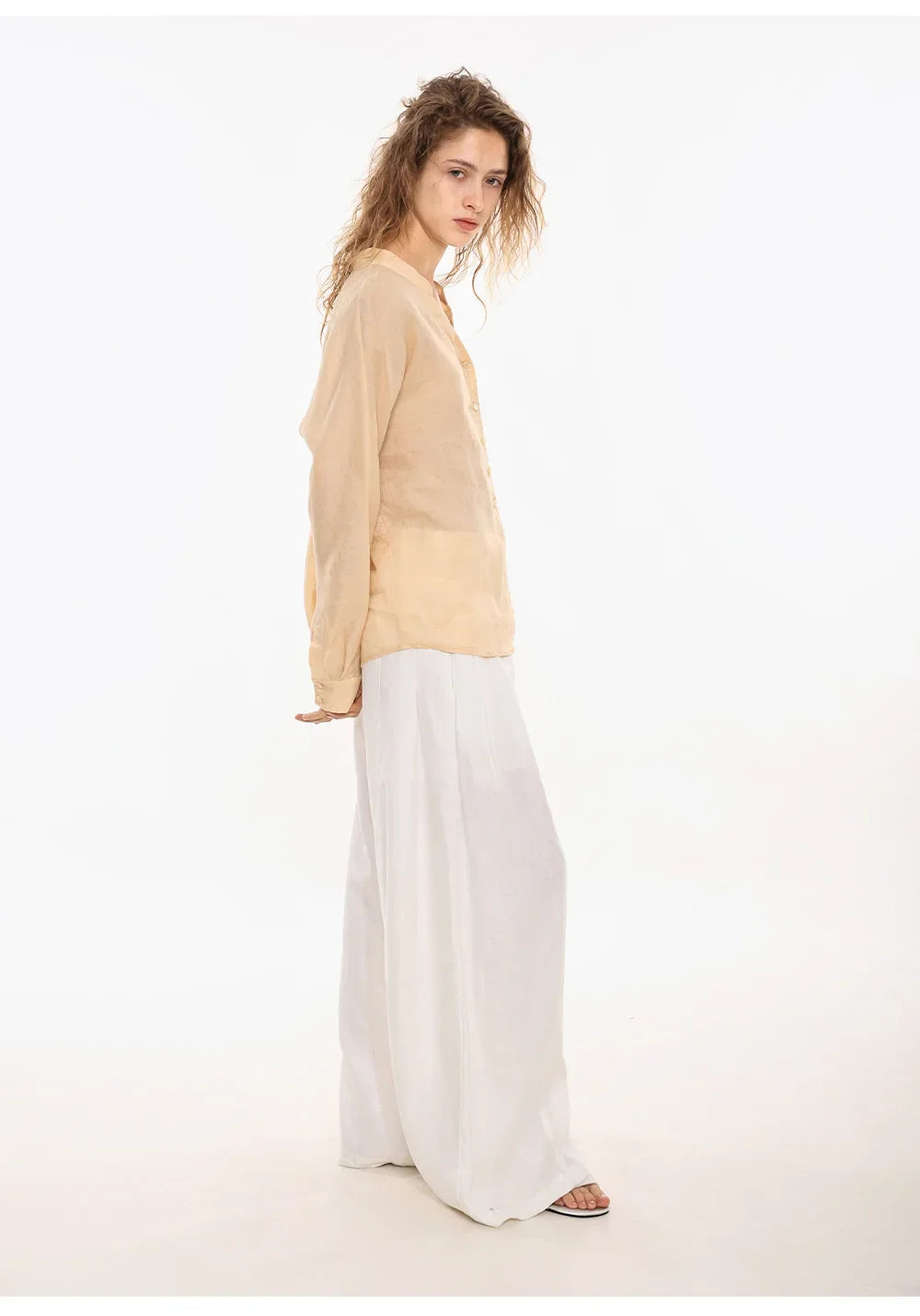 Olivia Bennet | Linen V-Neck Shirt for Women