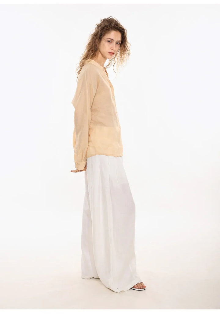 Olivia Bennet | Linen V-Neck Shirt for Women