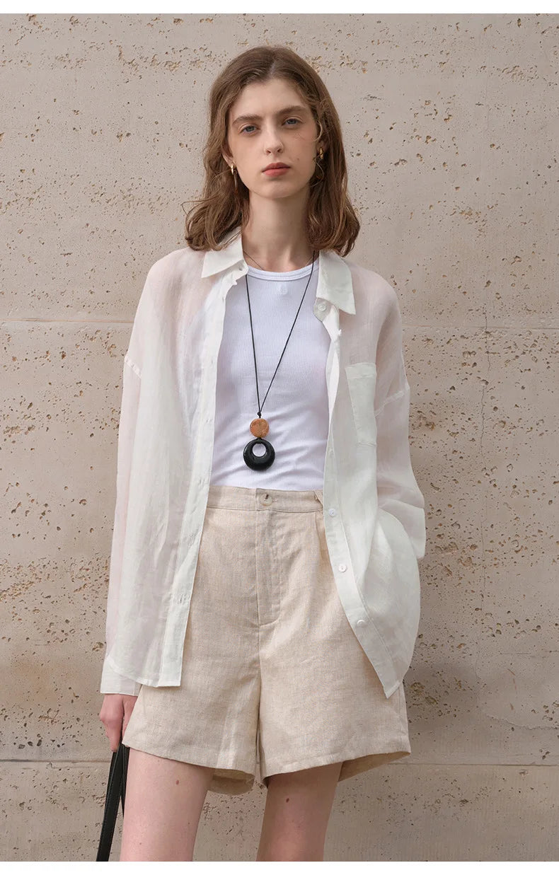 Olivia Bennet | Sheer Ramie Oversized Shirt