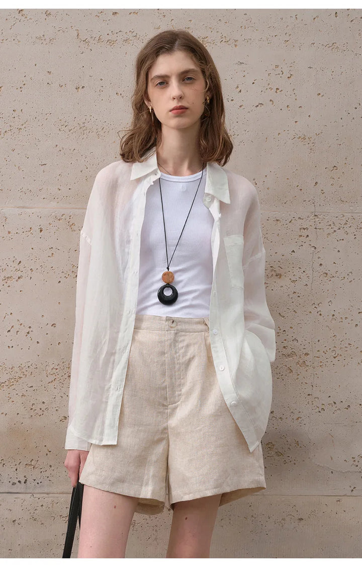 Olivia Bennet | Sheer Ramie Oversized Shirt