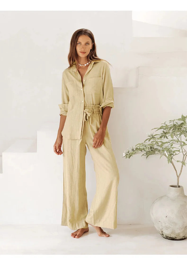 Olivia Bennet | Oversized Linen Shirt for Women in Natural