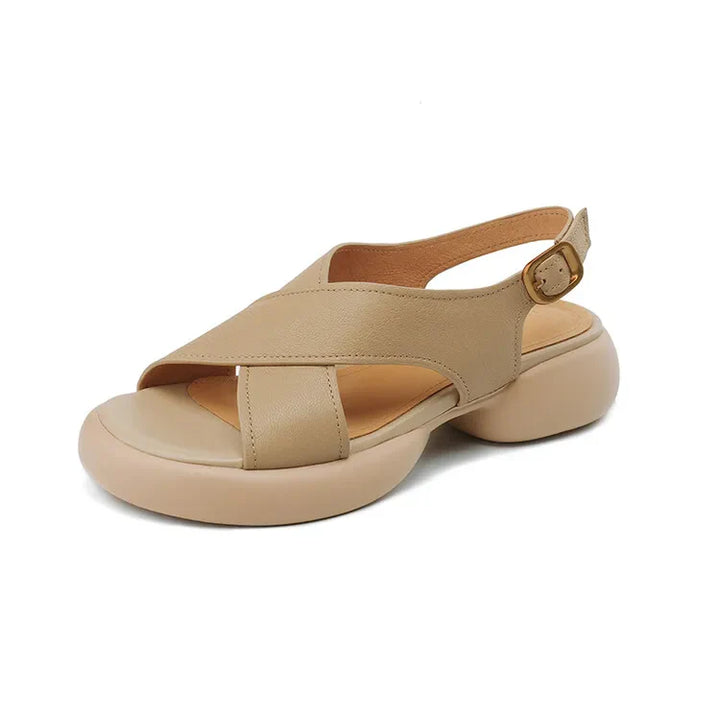 Olivia Bennet | Soft Crossband Slides for Women in Natural Color