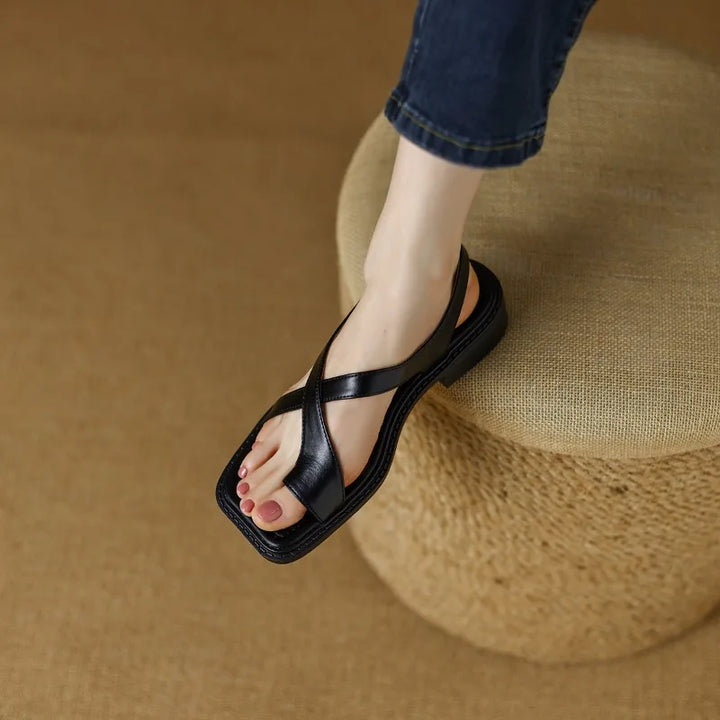 Olivia Bennet | Leather Cross Sandals for Women