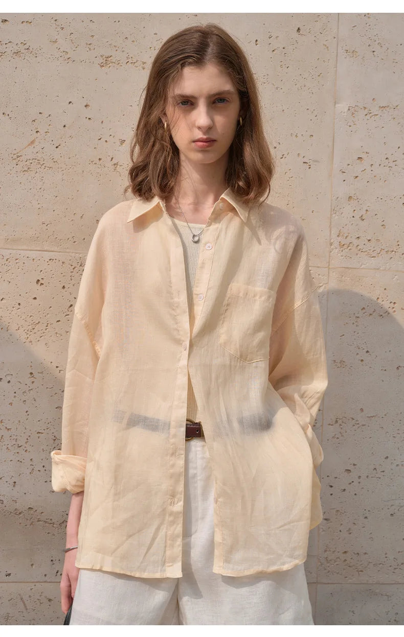 Olivia Bennet | Sheer Ramie Oversized Shirt