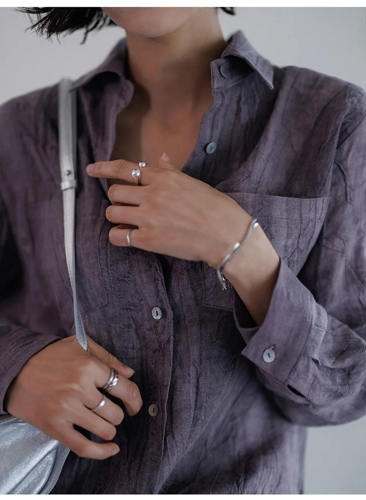 Olivia Bennet | Pleated Linen Button Shirt