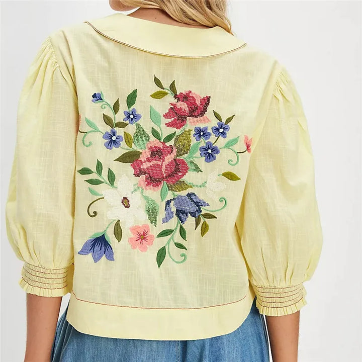 Olivia Bennet | Floral Embroidered Crop Blouse