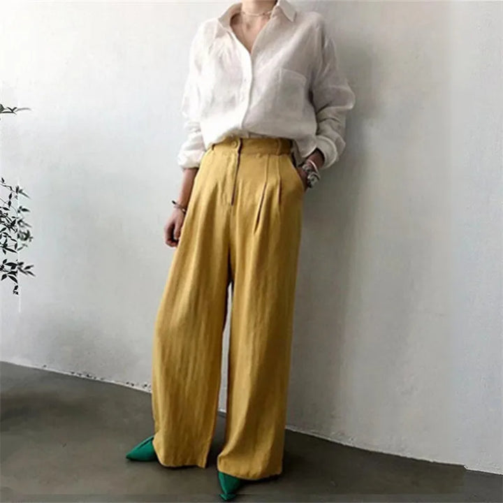 Olivia Bennet | Soft Linen Open Collar Shirt