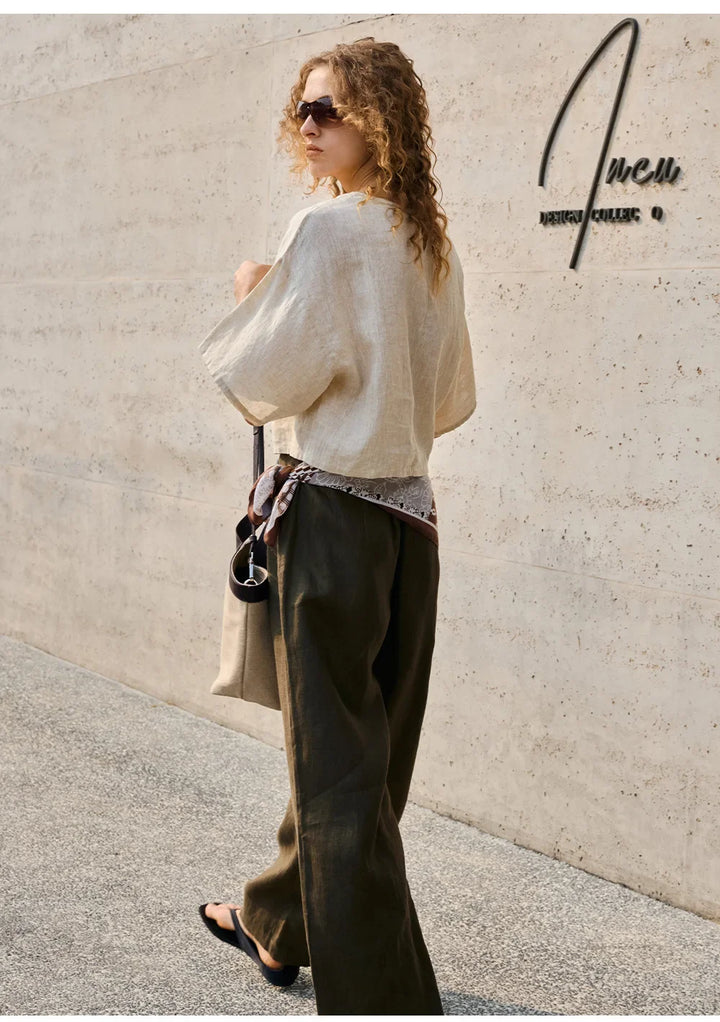 Olivia Bennet | Flared Sleeve Linen Pullover