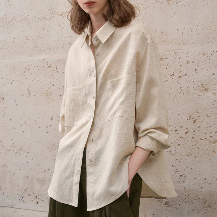 Olivia Bennet | Oversized Linen Shirt for Women in Natural