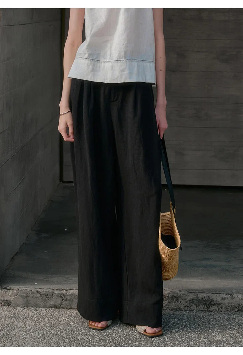 Olivia Bennet | Pleated Wide Leg Linen Pant