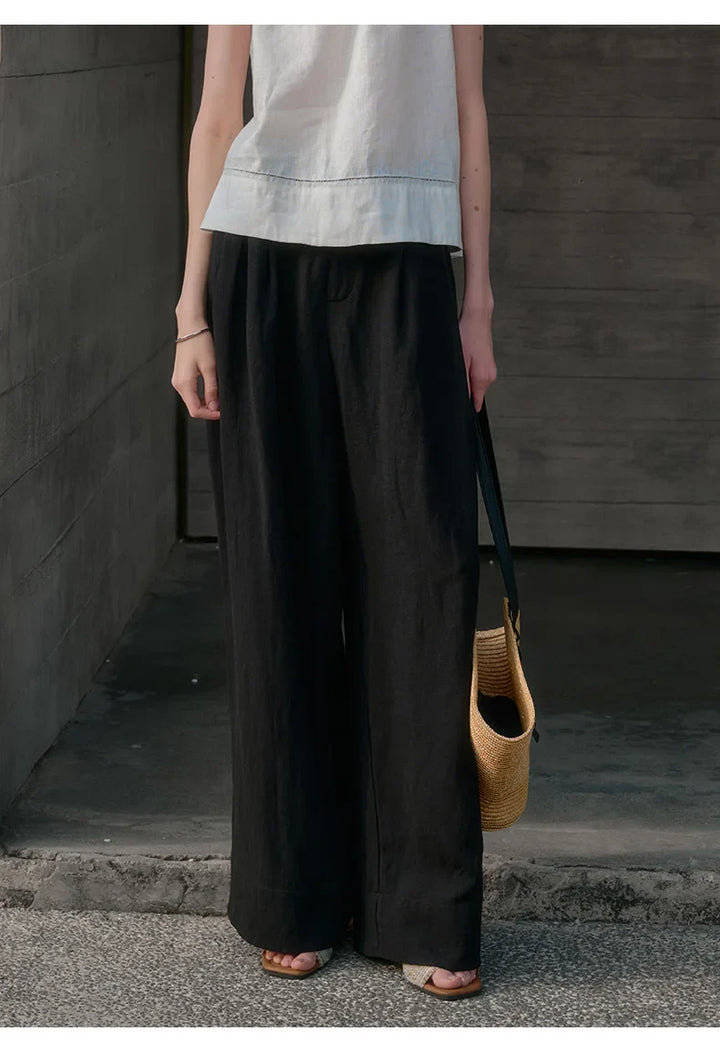 Olivia Bennet | Pleated Wide Leg Linen Pant