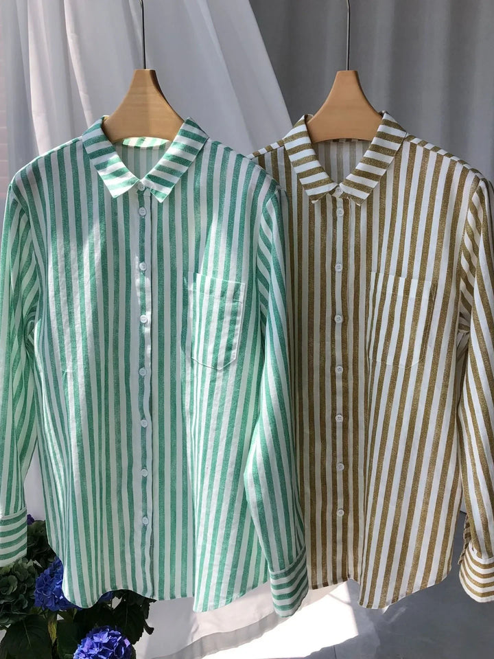 Olivia Bennet | Classic Stripe Linen Shirt