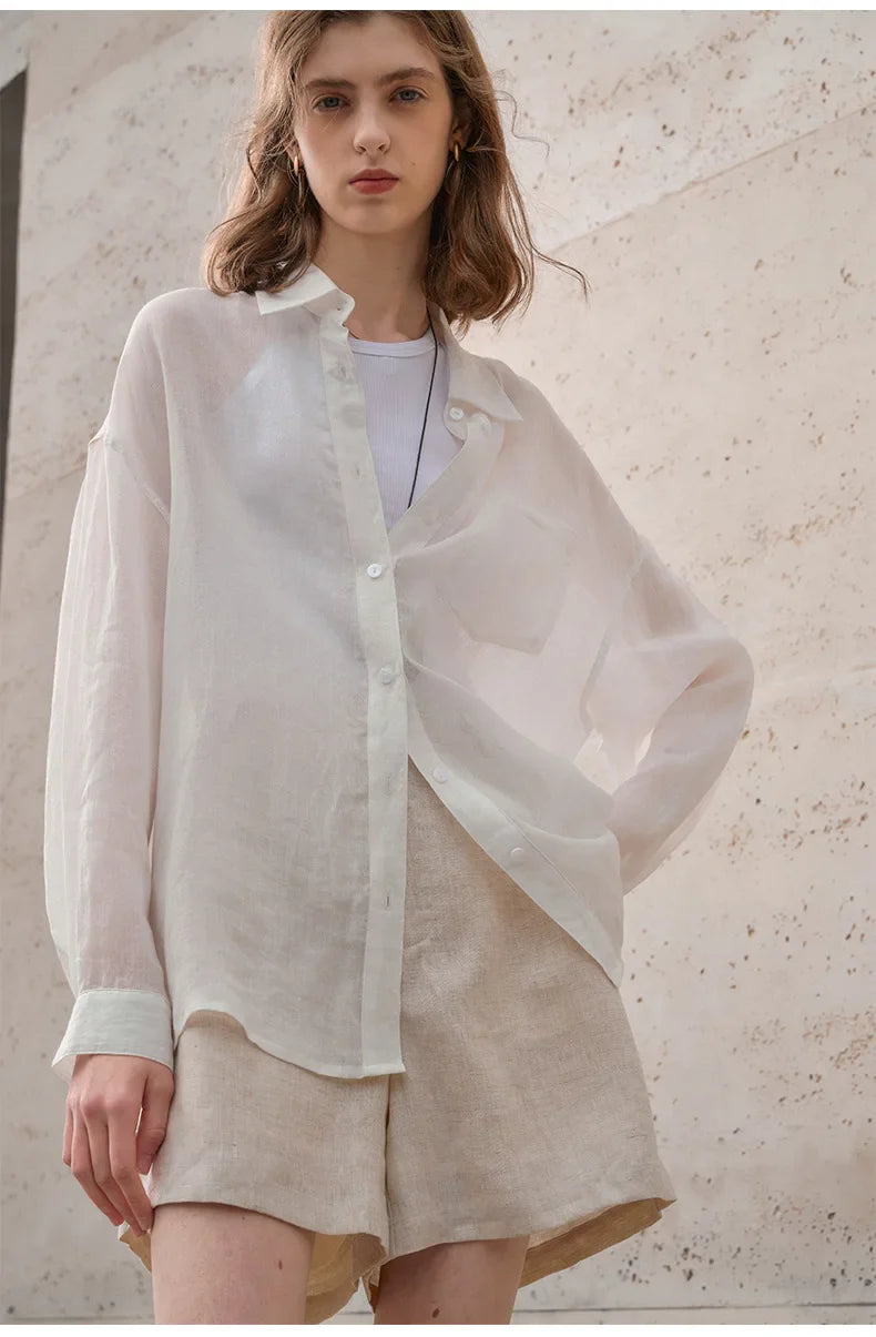 Olivia Bennet | Sheer Ramie Oversized Shirt