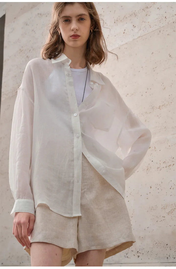 Olivia Bennet | Sheer Ramie Oversized Shirt