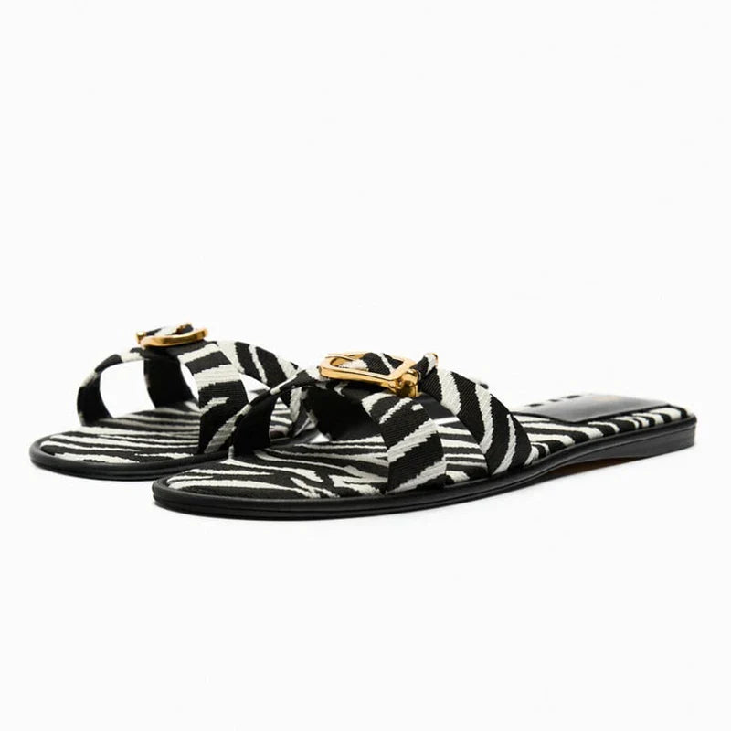 Olivia Bennet | Italian Leather Cutout Slide Sandal for Women