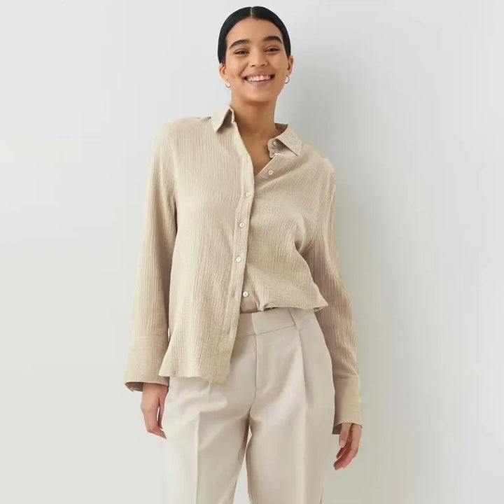 Olivia Bennet | Cotton Summer Shirt for Women in White